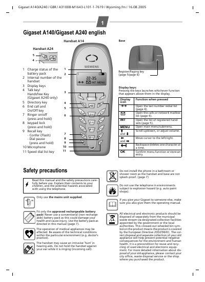 Siemens Gigaset A140 User Manual - cover page
