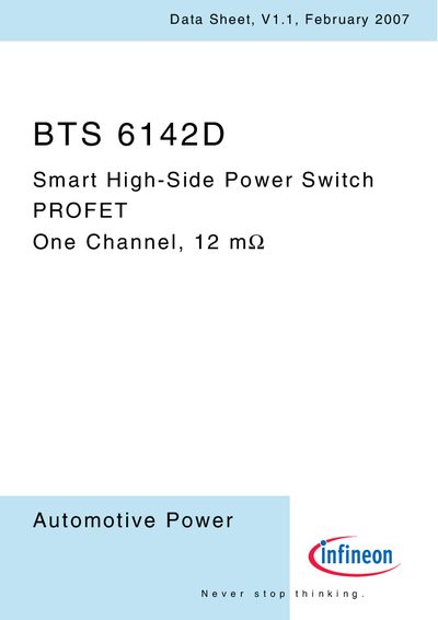 Infineon BTS 6142D Smart High‑Side Power Switch Datasheet - cover page