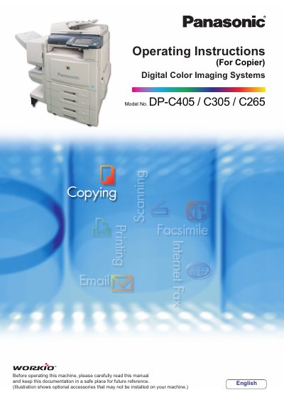 Panasonic DP-C405/C305/C265 Digital Color Imaging Systems Operating Instructions - cover page