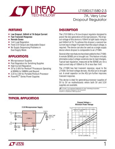 Linear Technology LT1580/LT1580-2.5 Datasheet - cover page