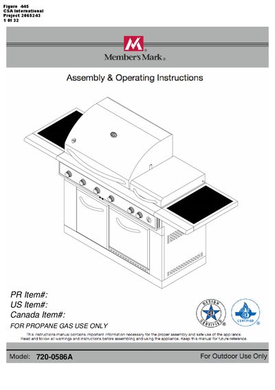 Member's Mark 720-0586A Grill User Manual