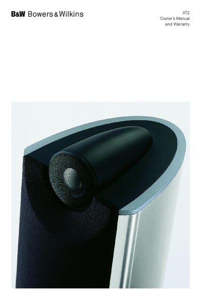 B&W XT2 Speaker Owner's Manual and Warranty - cover page