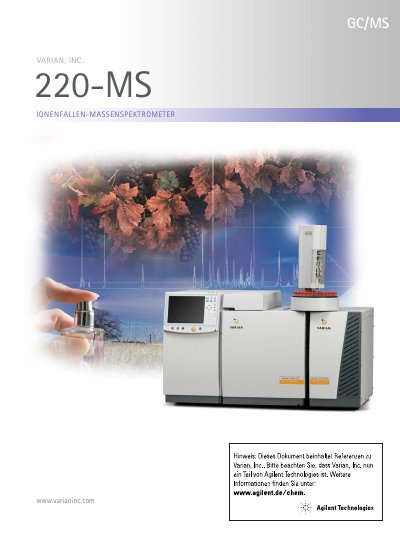 Agilent 220-MS Ion Trap Mass Spectrometer Product Leaflet - cover page