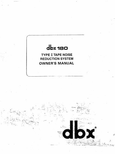 dbx Model 180 Type I Tape Noise Reduction System Owner's Manual - cover page