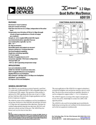 Analog Devices AD8159 Datasheet - cover page