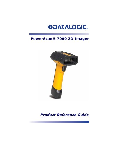 Datalogic PowerScan 7000 2D Imager Product Reference Guide