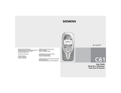 Siemens C61 User Guide - cover page