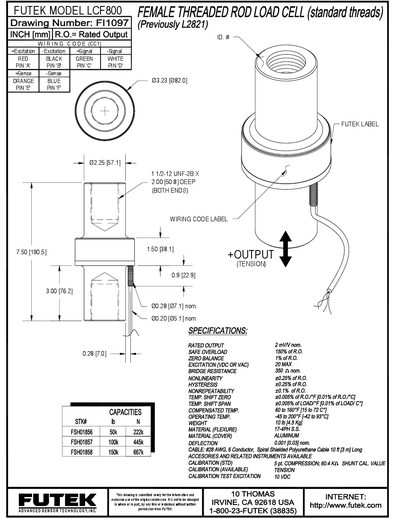 Futek LCF800 Load Cell Datasheet - cover page