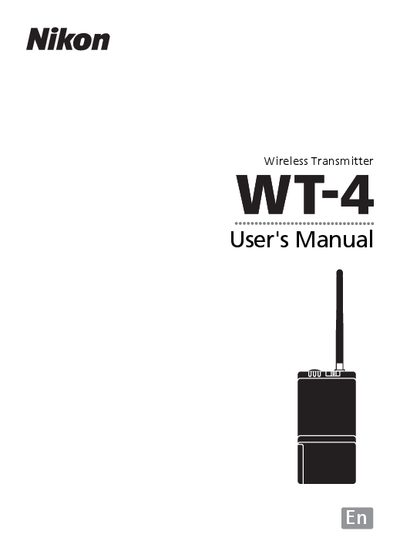 Nikon WT-4 Wireless Transmitter User Manual - cover page