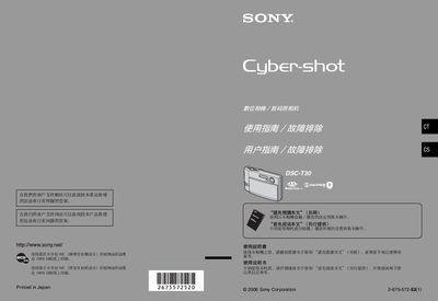 Sony DSC‑T30 Digital Camera User Manual