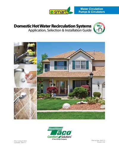 Taco Domestic Hot Water Recirculation System Installation Guide - cover page