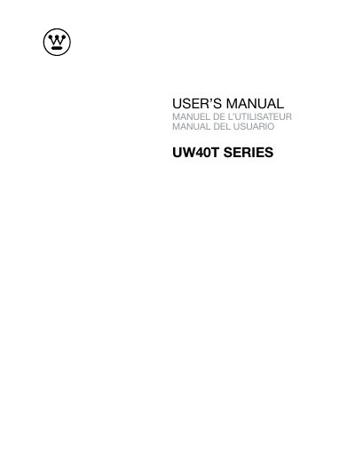 Westinghouse UW40T Series LED TV User's Manual - cover page