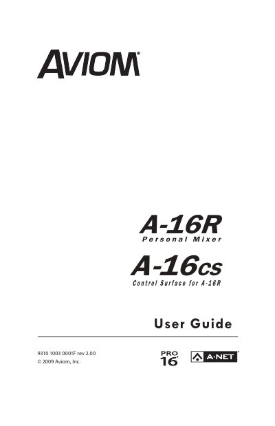Aviom A-16R/cs Personal Mixer User Guide - cover page