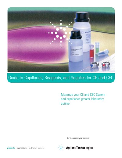 Agilent Guide to Capillaries, Reagents, and Supplies for CE and CEC - cover page
