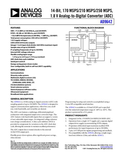 Analog Devices AD9642 Datasheet - cover page