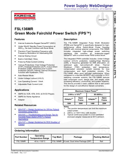 Fairchild FSL136MR Power Switch Datasheet