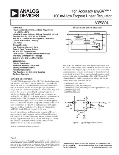 Analog Devices ADP3301 Voltage Regulator Handbook - cover page
