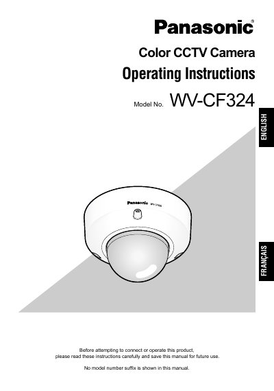 Panasonic WV-CF324 Color CCTV Camera Operating Instructions - cover page