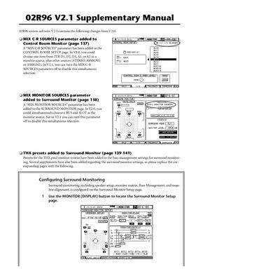 Yamaha 02R96 V2.1 Supplementary Manual - cover page