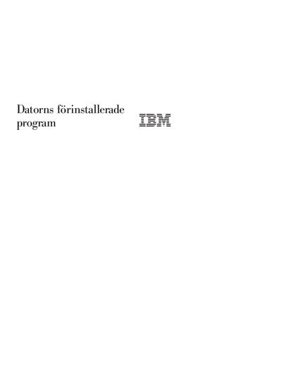 IBM Preinstalled Programs User Manual - cover page