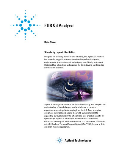 Agilent FTIR Oil Analyzer Data Sheet - cover page