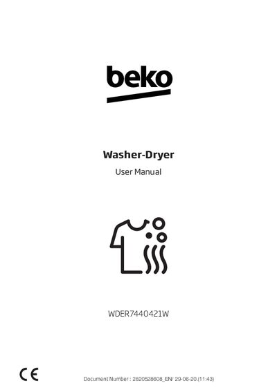 Beko WDER7440421W Washer-Dryer User Manual - cover page