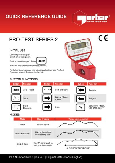 Norbar Pro-Test Series 34302 Initial Use Guide - cover page