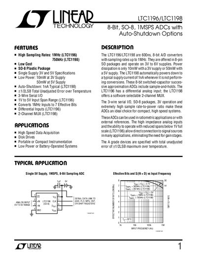 Linear Technology LTC1196/LTC1198 Datasheet
