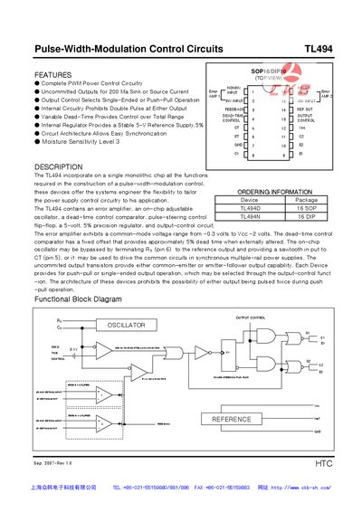 TL494 Pulse-Width-Modulation Control Circuits Datasheet - cover page