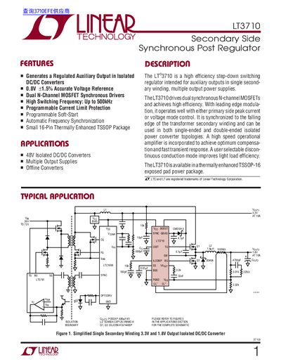 Linear Technology LT3710 Datasheet - cover page