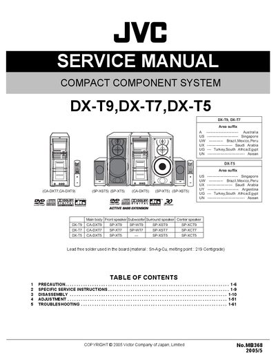 JVC DX-T9/DX-T7/DX-T5 Service Manual - cover page