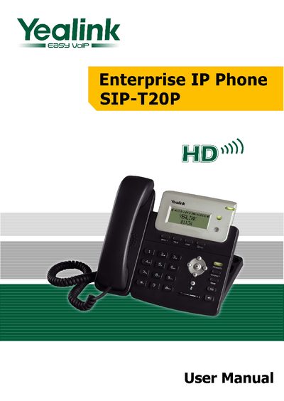 Yealink SIP‑T20P User Manual - cover page