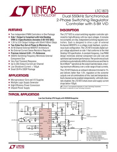 Linear Technology LTC1873 Datasheet - cover page