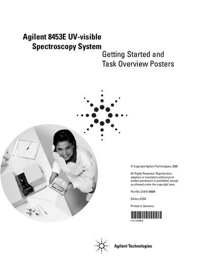 Agilent 8453E UV-visible Spectroscopy System Getting Started and Task Overview Posters - cover page