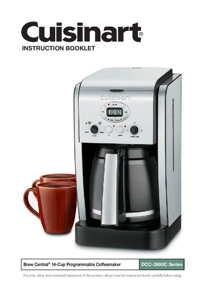 Cuisinart DCC-2600C Brew Central 14-Cup Programmable Coffeemaker User Manual - cover page
