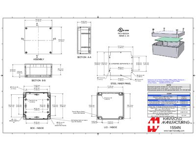 Hammond 1554N Enclosure Product Data Sheet - cover page