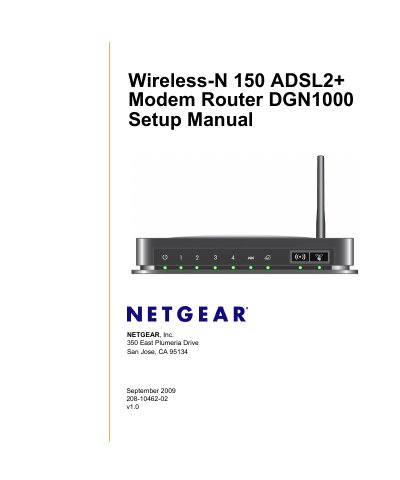 NETGEAR DGN1000 Wireless-N 150 ADSL2+ Modem Router Setup Manual - cover page