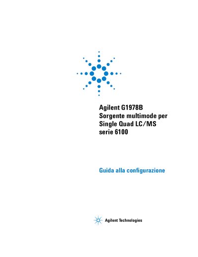 Agilent G1978B Multimode Ion Source Configuration Guide for Single Quad LC/MS Series 6100 - cover page