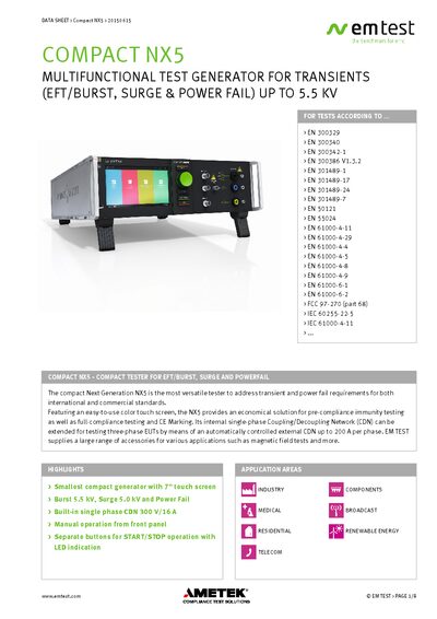 EM TEST Compact NX5 Data Sheet - cover page
