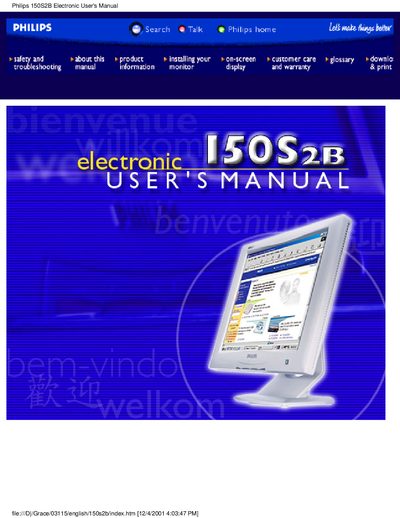 Philips 150S2B Monitor User Manual - cover page