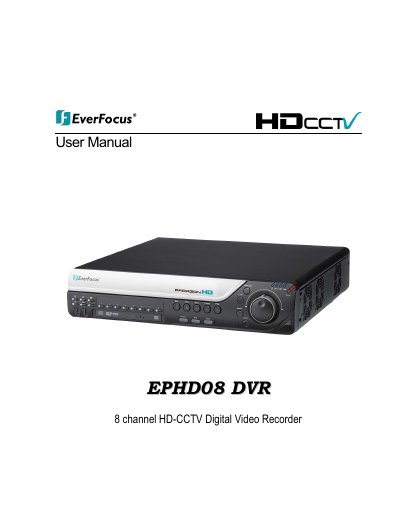 EverFocus EPHD08 8-Channel HD-CCTV DVR User Manual - cover page