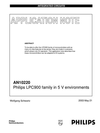 Philips LPC900 Application Note AN10220 - cover page