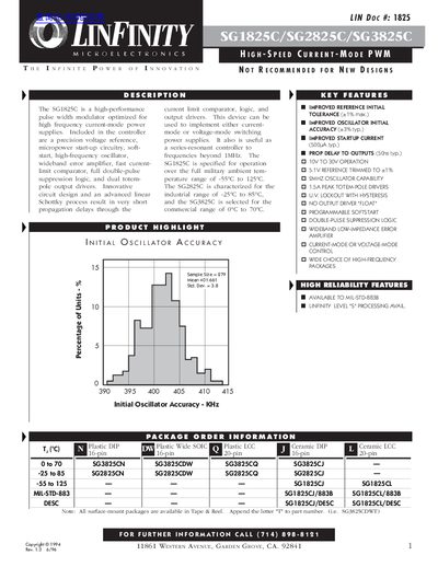 LINFINITY SG1825C/SG2825C/SG3825C Datasheet - cover page