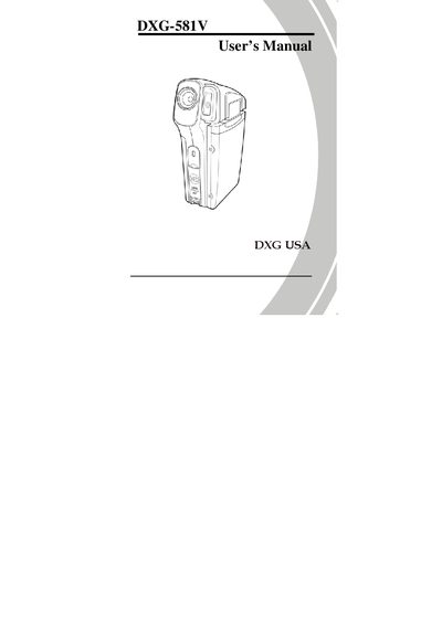 DXG DXG-581V Video Camera User Manual - cover page