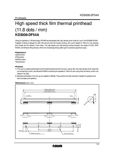 ROHM KD3008-DF54A Printhead Datasheet - cover page