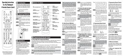 Universal Remote PalAmino4 4-Function Remote Control User Manual - cover page