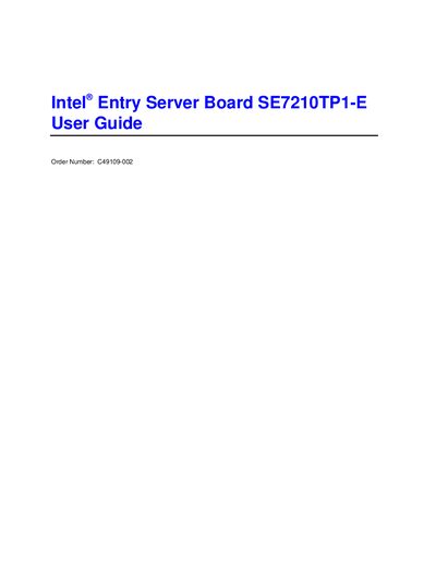 Intel SE7210TP1-E Server Board User Guide - cover page