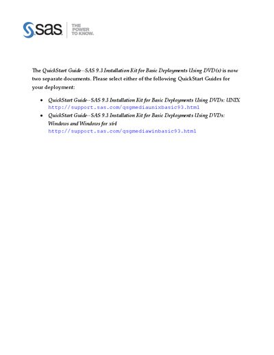 SAS 9.3 Quick Start Guide for Basic Deployments Using DVDs