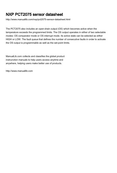 NXP PCT2075 Digital Temperature Sensor Datasheet - cover page