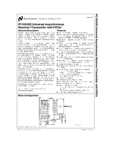 National Semiconductor PC16550D User Manual - cover page